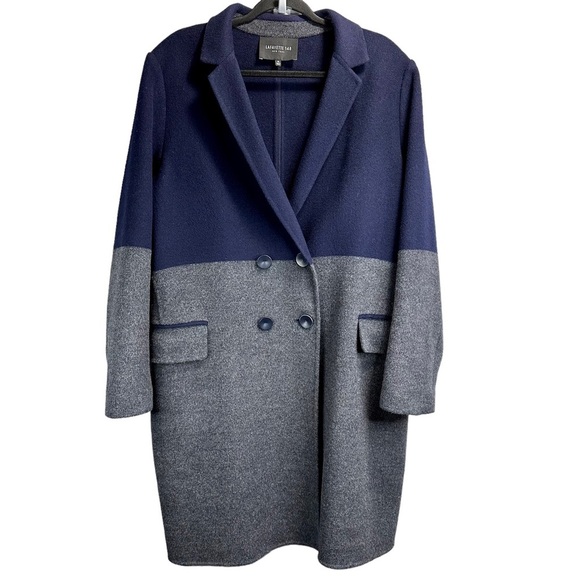 LAFAYETTE 148 NEW YORK Wool Cashmere Colorblock Trench Coat